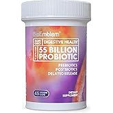 BioEmblem Probiotics for Women & Men – 55 Billion CFU | 11 Strains with Prebiotics & Postbiotics | Jerusalem Artichoke & Inulin | Digestive & Immune Support, Nutrient Absorption | Non-GMO,45 Capsules