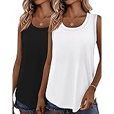 Bliwov 2 Pack Womens Tank Tops Scoop Neck Summer Sleeveless Shirts 2026 Spring Fashion Beach Vacation Loose Workout Clothes