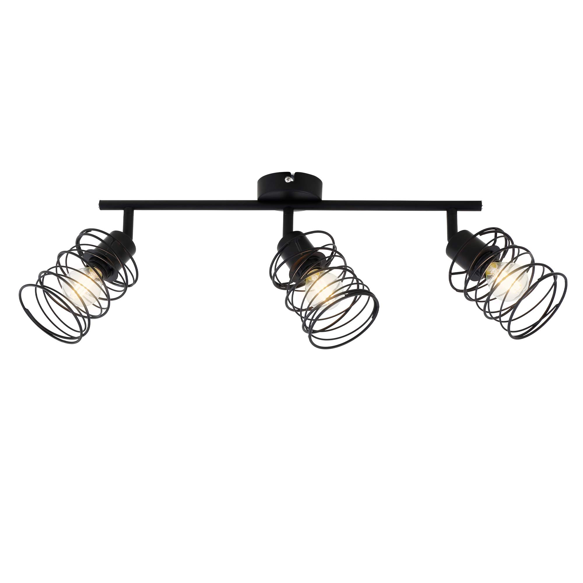 Briloner Leuchten - Spotlight, 3 lamp Ceiling Spotlight, Retro Ceiling lamp, Vintage, Adjustable Swivel-Mounted Spotlight, Black Steel, 3 x E14, max. 40 Watts, Metal, Black
