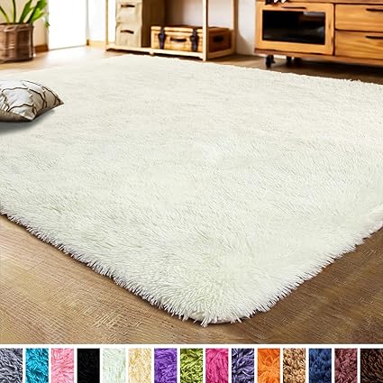 Lochas Luxury Velvet Shag Area Rug Modern Indoor Fluffy Rugs Extra Soft And Comfy Carpet Cute Color Furry Bedroom Carpets For Kids Nursery Girls