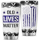 JENOIS Old Lives Matter Funny 20oz Stainless Steel Tumbler, Vintage USA Patriotic Gift for Grandpa, Dad, Retired Men, Humorous Coffee Travel Mug for Birthday, Retirement, Father's Day