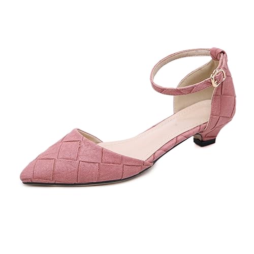 pink block heels closed toe