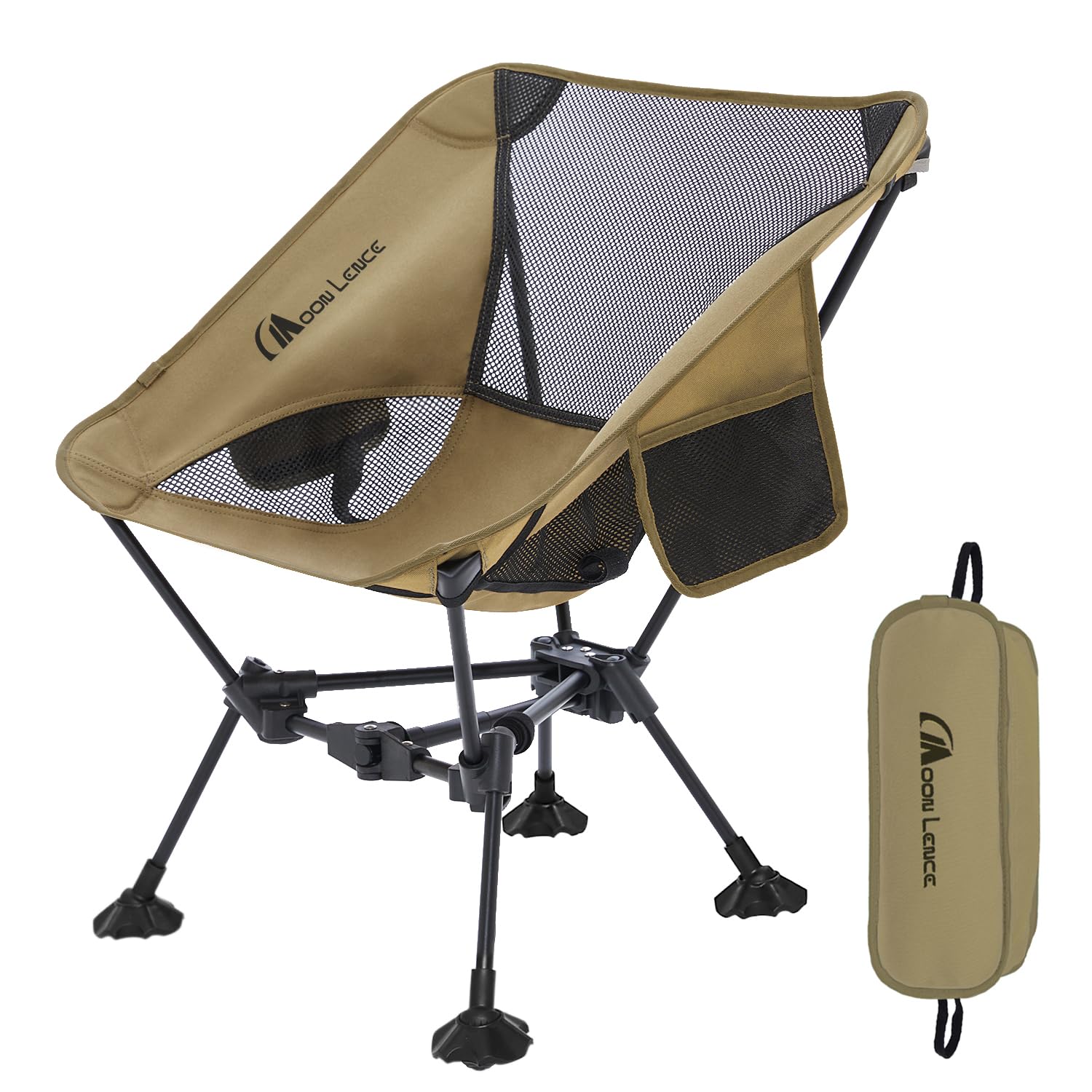 Photo 1 of MOON LENCE Portable Camping Chair Backpacking Chair - The 4th Generation Ultralight Folding Chair - Compact, Lightweight Foldable Chairs for Hiking Mountaineering, Beach (Khaki-Feet)