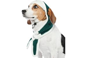 ADNIKIA Dog Winter Pilot Hat with Ear Flaps for Cold Weather, Knitted Dog Hat with Ear Holes & Adjustable Chin Strap, Noise Protection Knitted Dog Hats, Dog Beanie Hat, Stylish Dog Accessories & Clothes