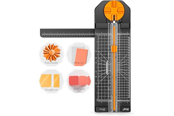 Ecraft 4-in-1 Paper Cutter - 12" Paper Trimmer Multi-Function Scrapbooking Tool with Straight, Wave, Perforated & Creasing Bl