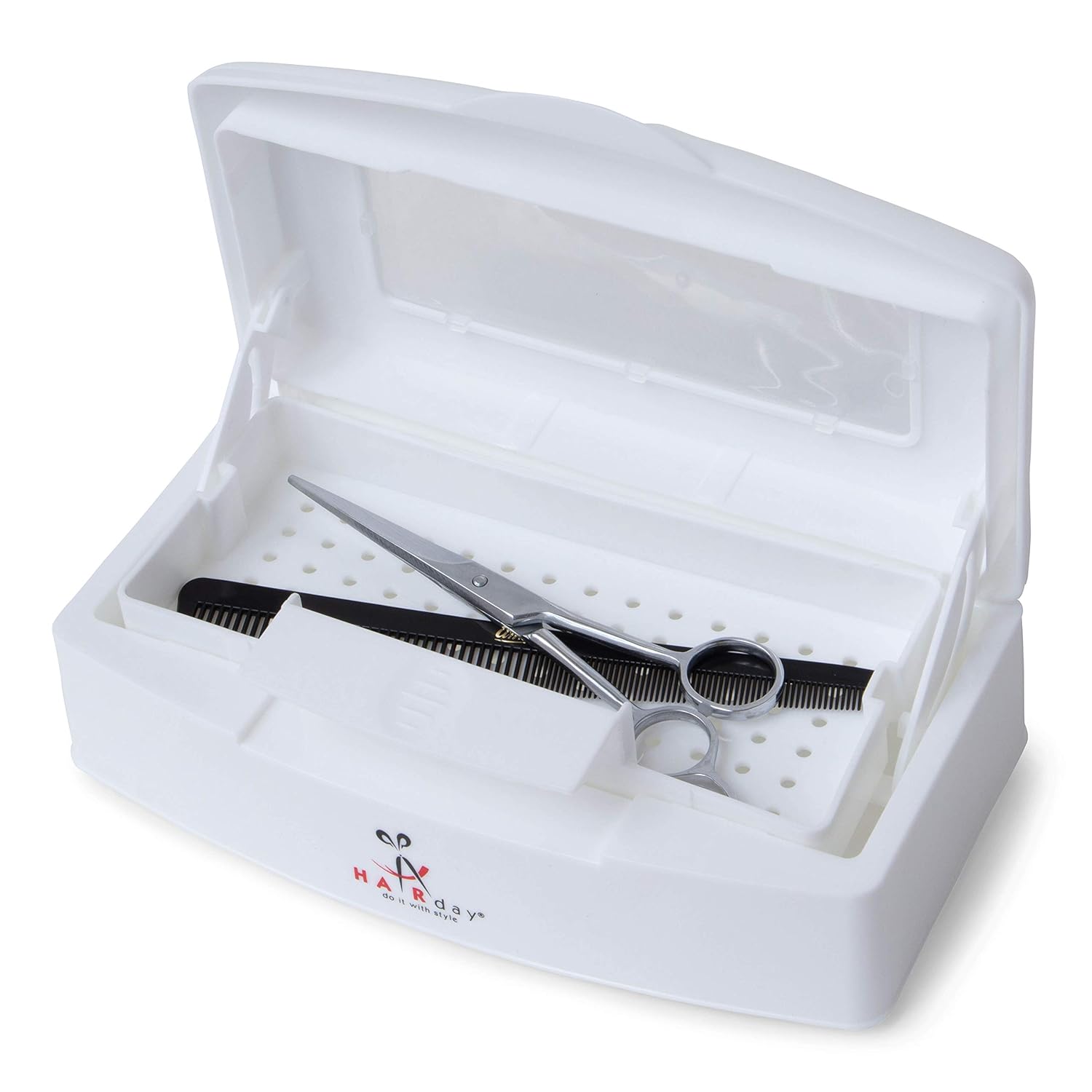 Professional Disinfectant Box – Removable Sterilizing Tray, Self Draining Basket, Viewing Window - Cleans Nail, Hair, Salon and Spa Equipment – 9x5x3" – By HairDay Care : Beauty