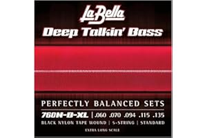 La Bella 760N-B-XL Deep Talkin Bass Black Nylon Tape Wound 5-String Extra Long Scale 60-135