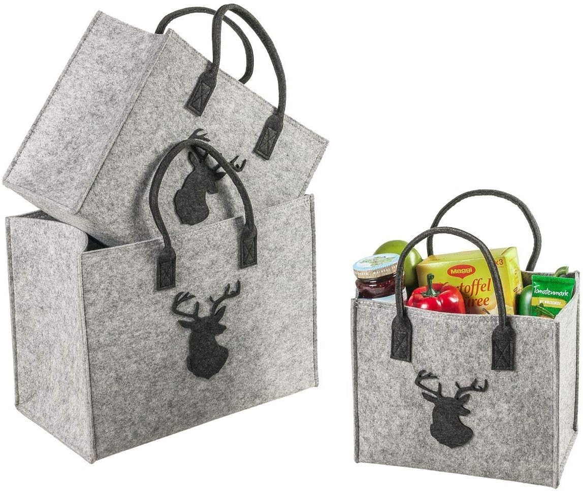 LaFiore24 Hochw. Filztasche Einkaufstasche Shopper Handtasche Festival