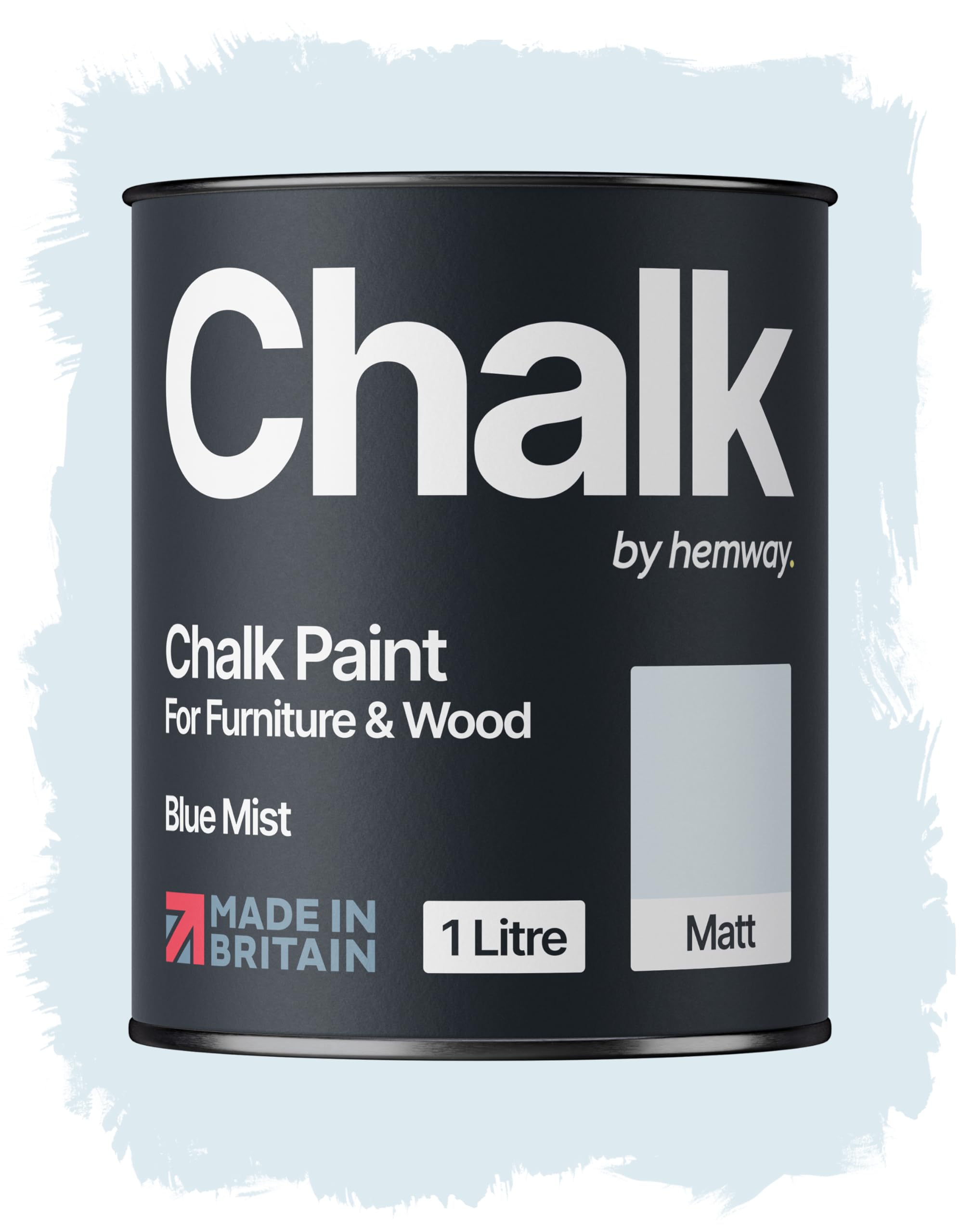 Hemway Chalk Paint Blue Mist Furniture Paint 1L, Matt Finish Shabby Chic, Chalk Furniture & Walls, Quick Dry & 1 Coat