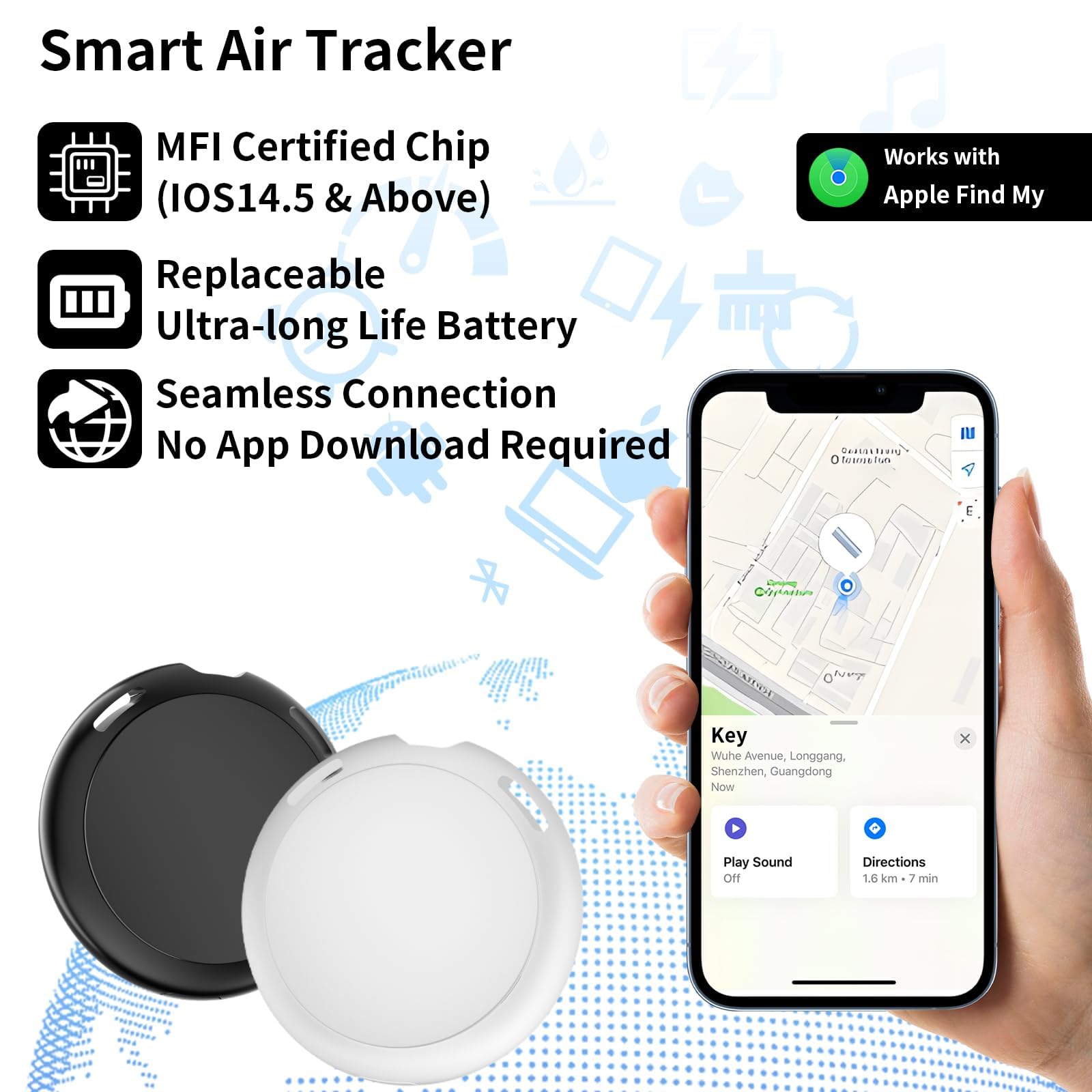 2 Pack No Subscription GPS Tracker for Vehicles Work with Find My (iOS Only) Magnetic Case Real Time Mini Car Tracker Tag Hidden Car Locator Global Coverage Tracking Device No Monthly Fee Required