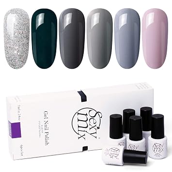 Amazon Com Sexy Mix Soak Off Uv Gel Nail Polish Set Nude Gray 6
