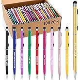 Yexiya 100 Pcs Inspirational Motivational Ballpoint Pens Bulk Employee Appreciation Gift with Touch Screens Stylus Tip Black Ink Pen for Teacher Office Coworker Charity Donation(Positive Style)