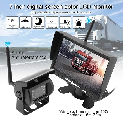 7 Inch Hd Tft Lcd Vehicle Rear View Monitor Wireless Backup Rear View Camera System Waterproof Night Vision Camera For Truck Rv Trailer Motor Home