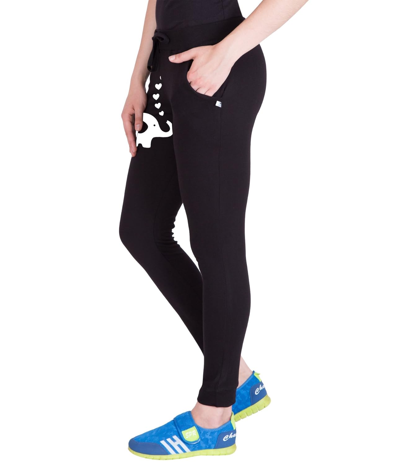 american-elm women's black cotton jogger for workout