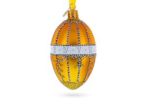 BestPysanky 1899 Bouquet of Lilies Clock Royal Egg Glass Ornament 4 Inches