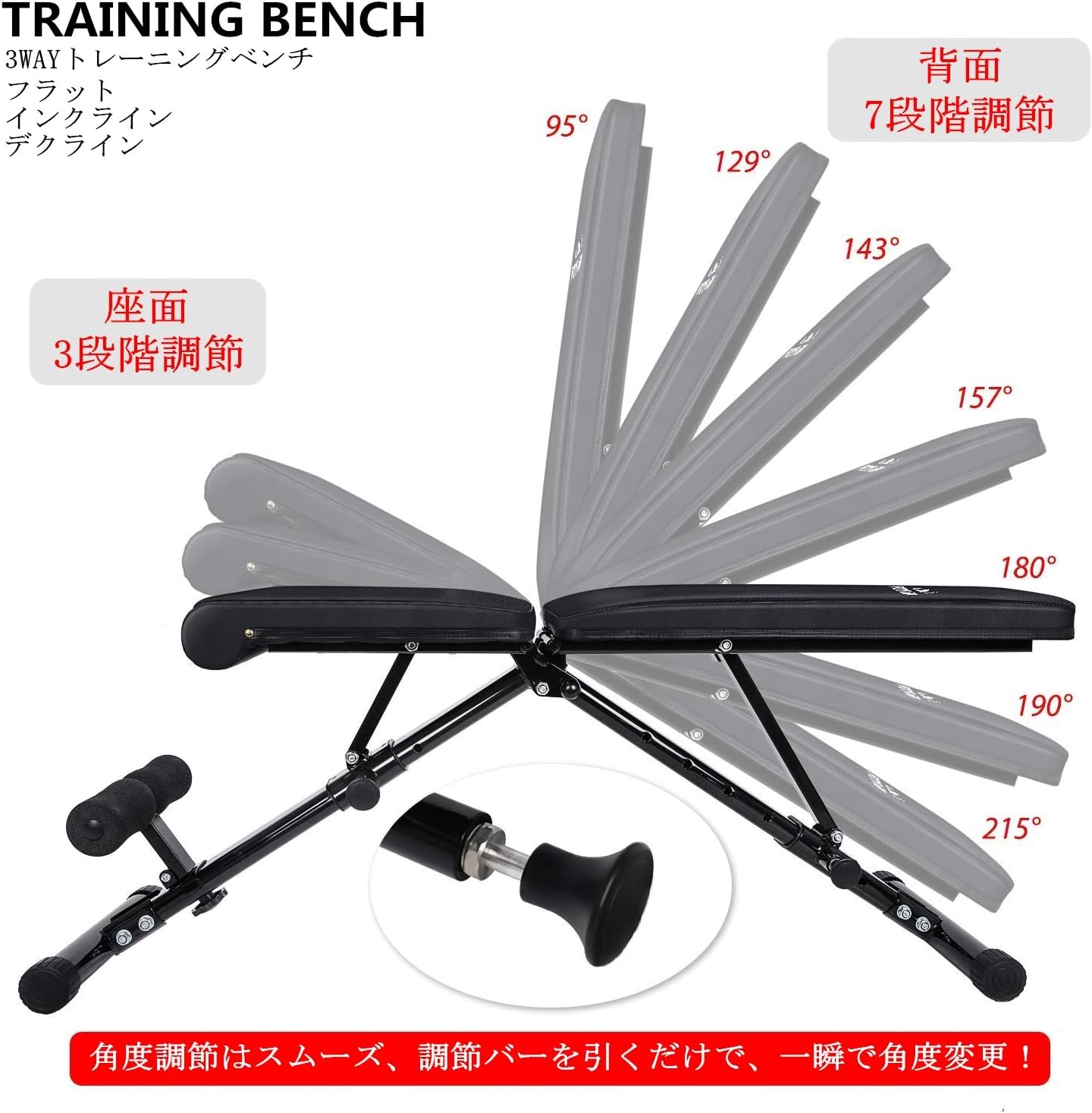 FLYBIRD インクラインベンチ 折りたたみ式 組立不要 角度調節便利 ダンベルベンチ トレーニングベンチ フラットベンチ シットアップベンチ 筋トレ 腹筋トレーニング