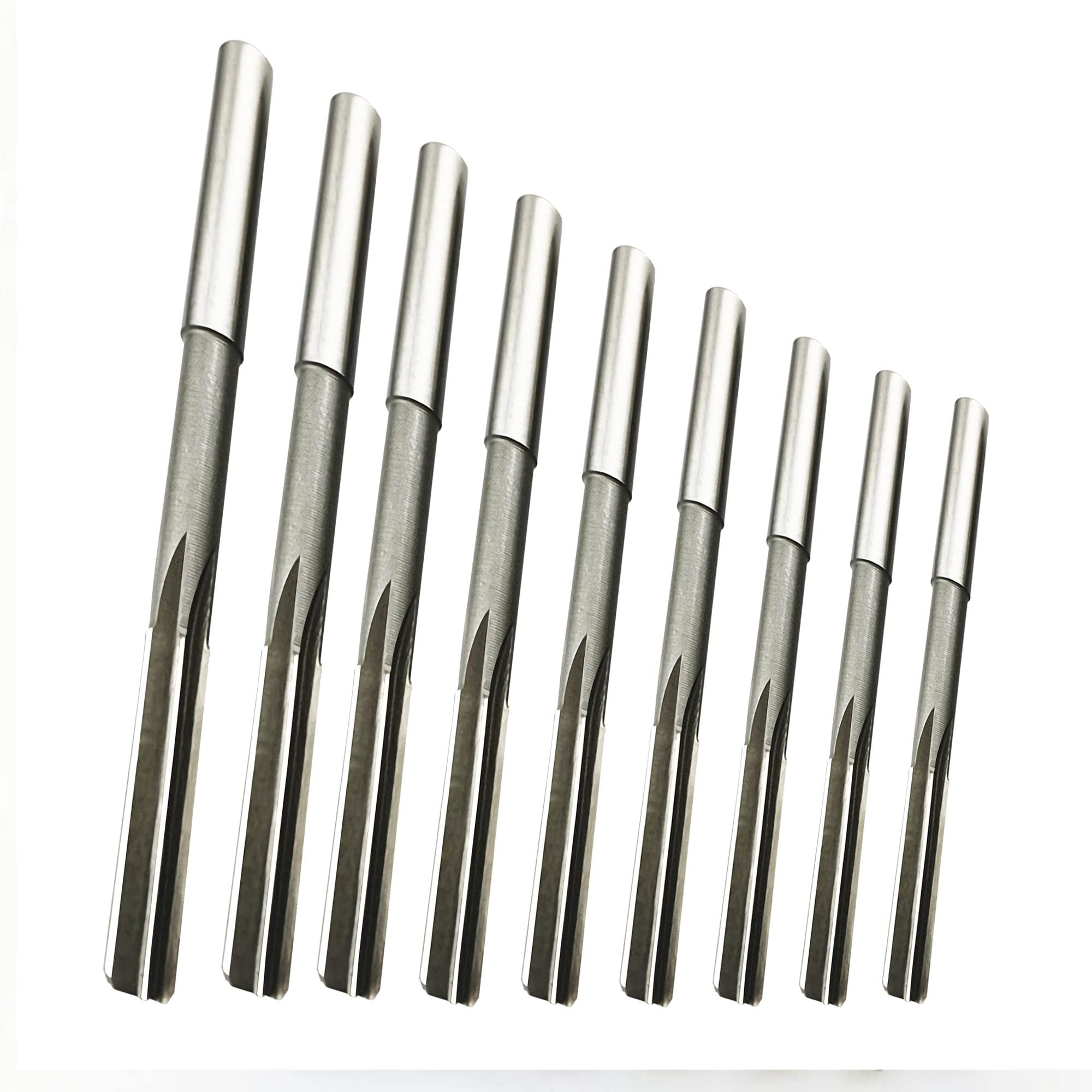 FOCMKEAS 8 PCS Chucking Reamer Set Metric Lathe Machine Reamer, 6 Straight Flute Milling Cutter High Speed Steel H7 Tolerance (3mm 4mm 5mm 6mm 7mm 8mm 9mm 10mm)