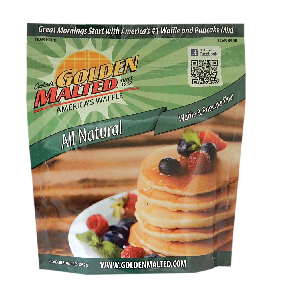 Carbon's Golden Malted Natural Waffle and Pancake Flour, 32 Ounce (Pack of 3)