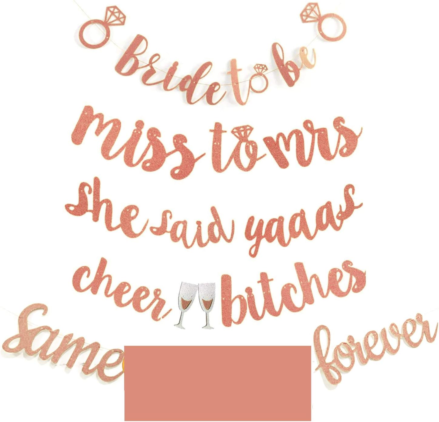 5 Pcs Rose Gold Bachelorette Party Supplies Decorations Bridal Shower Kit,Bachelorette Party Banner Set For Bride To Be