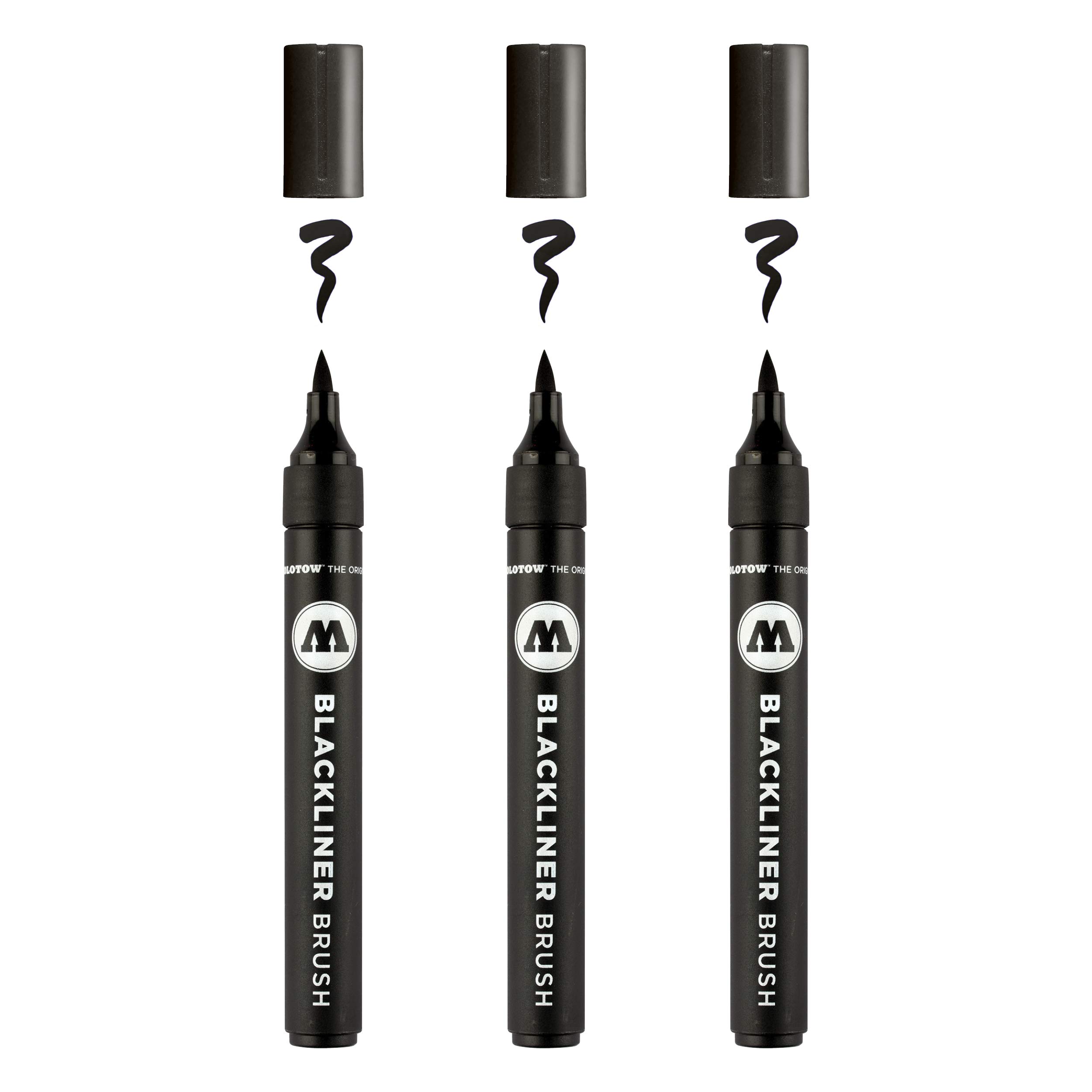 Molotow MO703212 Brush Blackliner Black 3 Pieces