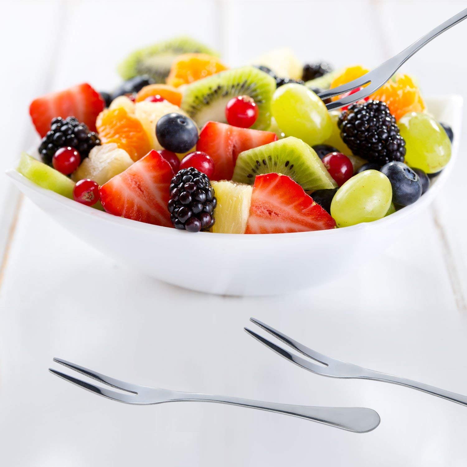 Firlar Stainless Steel Fruit Forks Flatware Set for Cake Salad Cocktail Dessert Set of 10