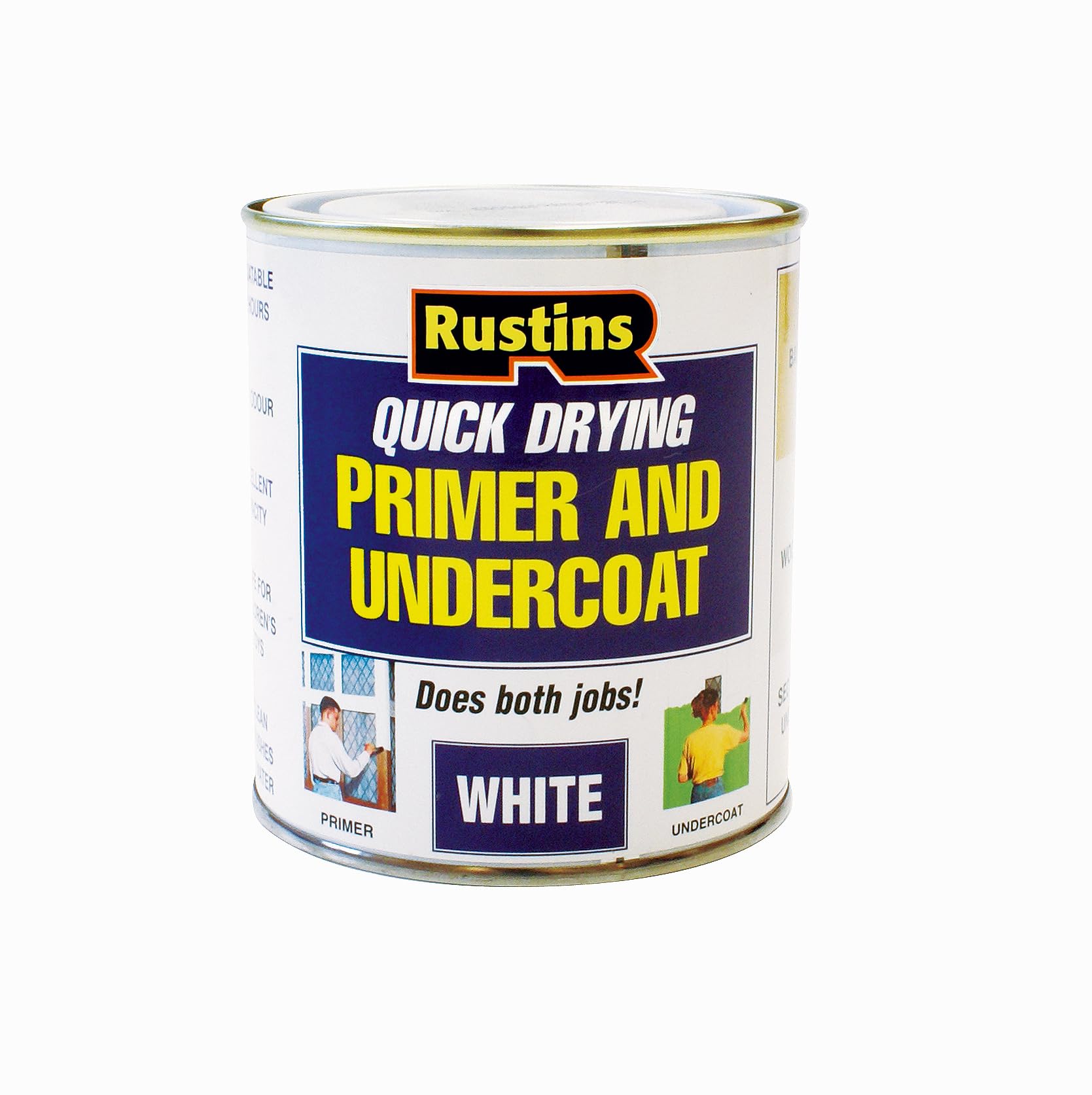 RUSTINS WHPU500 500ml Quick Dry Primer Undercoat - Fast-Drying Paint Base for Smooth Coverage; Easy-to-Use Interior & Exterior Prep Coat for Walls, Woodwork & DIY Home Decorating