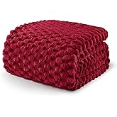 Exclusivo Mezcla Fleece King Blanket for Bed, Extra Large Fuzzy Deep Red Bed Blankets, Soft Cozy Plush Sofa Throws for All Seasons, 90x104 Inches