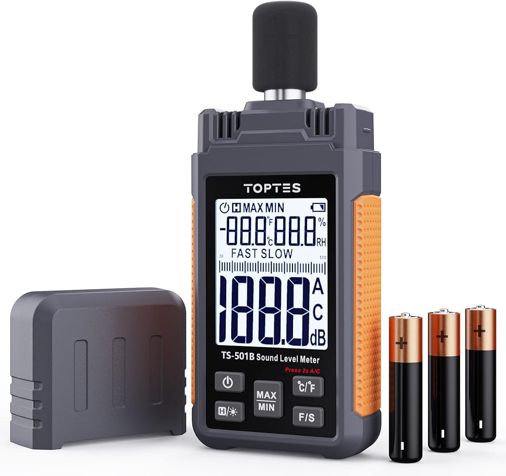 TopTes TS-501B Decibel Meter with A/C Weighting 30-130 dB Backlit LCD
