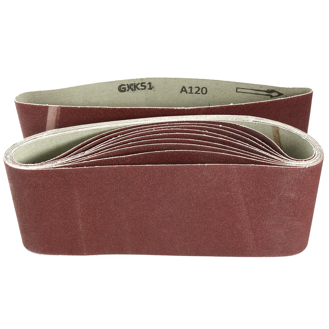 Sourcingmap 4-Inch x 24-Inch Aluminum Oxide Sanding Belt 120 Grits Sandpaper Lapped Joint for Belt Sander 10pcs