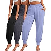 Sweetyweee 3 Pack Women Plus Size Yoga Joggers Lounge Sweatpants Lightweight Casual Jogger Running Workout Pant with Pockets