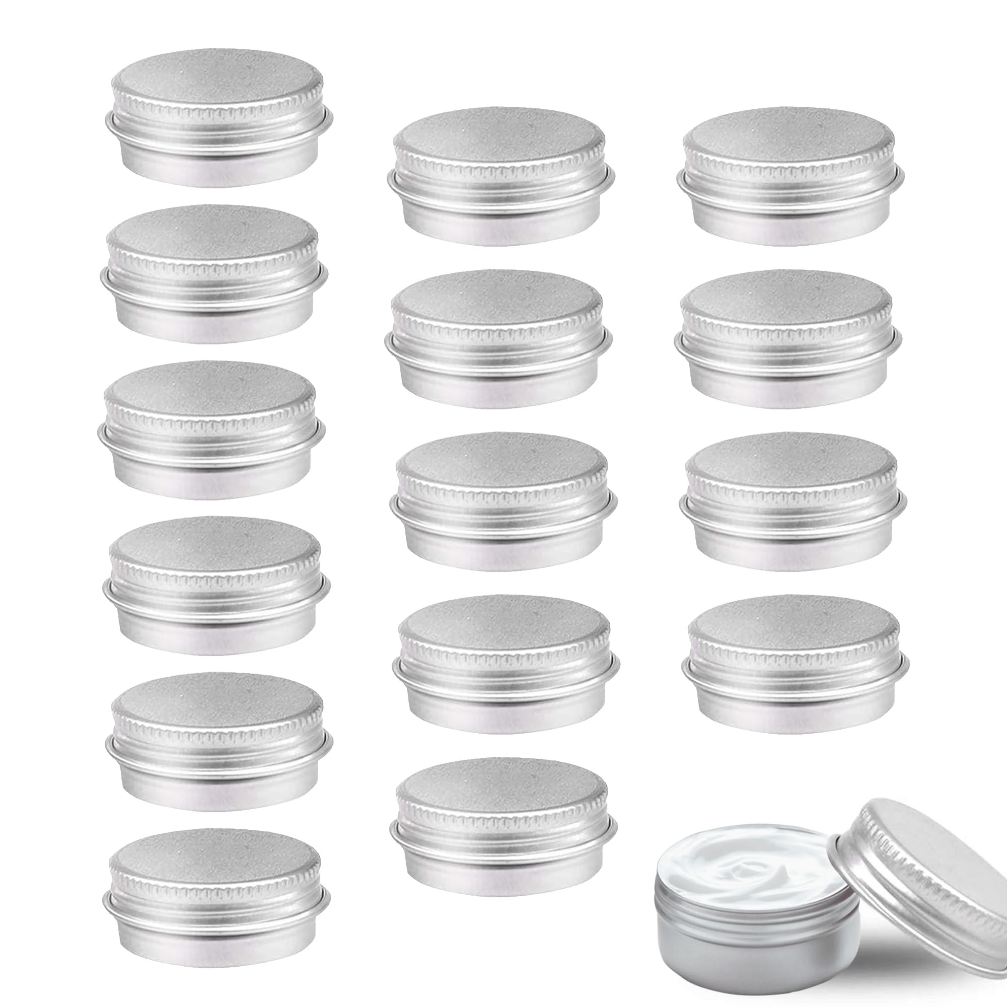 15Pcs Aluminium Tins Jars 10ml Round Small Tins with Lids Reusable Empty Lip Balm Tins Waterproof and Leakproof Lip Balm Containers for Cosmetics, Lip Balm, Lotion, Cream,Masks,Mini Candles