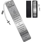 Christian Baptism Bookmark Gift, Christian Metal Bible Marker with Engraved Blessing, First Communion Confirmation Gifts for Teen Girls Boys, Christmas Birthday Gifts