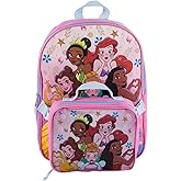Fast Forward Disney Princess Backpack And Detachable Lunchbox - 15" - Pink And Blue - Adjustable Straps
