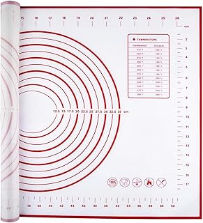Backunterlage mit Messung, 70x50cm Antihafte Silikon Backmatte für Fondant Plätzchen Pizza Teig