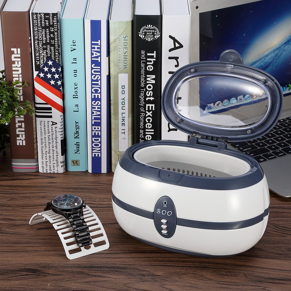 Ultrasonic Cleaner 600ml Digital Jewellery Glass Cleaner Washing Machine with Stainless Steel and Tank Timer Setting Watch Stand for Silver Metal Tool Watch Salon Beauty Cleaning Equipment