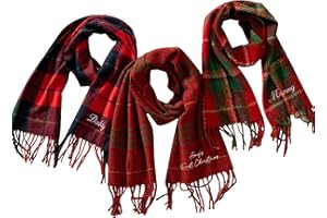 Personalized Luxury Winter Scarf for Men & Women Custom Super Soft Cashmere Feel Chenille Plaid Wrap with Tassels