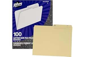 Hilroy 55961 Recycled File Folders, Letter Size, 9.5 Point, Half Cut, Reversible, Manila, 100-Count