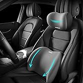 AZNZKEZHU 2025 Car Headrest & Lumbar Support Cushion, Car Lumbar Support Pillow and Neck Pillow Kit, Ergonomic Seat Headrest and Backseat for Neck Back Pain Relief (Gray)