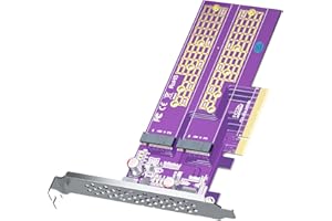 #10Gtek# 2-Port M.2 NVMe Adapter M-Key, PCIe X8 Gen3. Requires Motherboard BIOS Support for Bifurcation, Support SSD 22110 an