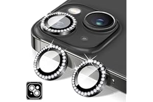 Diamond Camera Lens Protector Compatible for iPhone 14/14 Plus, Kucheed Bling Tempered Glass Camera Cover, Individual Automat