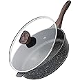 Kordisen Nonstick Deep Frying Pan with Lid, 12 Inch Large Skillet, Granite Stone Saute Pan for Cooking, Chefs Pan, Induction 