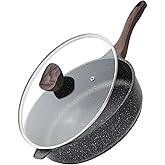 Kordisen Nonstick Deep Frying Pan with Lid, 12 Inch Large Skillet, 5 Qt Non Stick Saute Pan for Cooking, Healthy Induction Cookware, PFOA Free