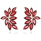 EVER FAITH Marquise Bridal Wedding Earrings for Brides Bridesmaids, Rhinestone Crystal Cluster Stud Earring for Women Prom Formal Party Jewelry Accessory