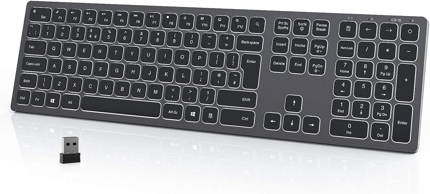 Wireless Backlit Keyboard,Seenda 2.4G Rechargeable USB Amazon.co.uk