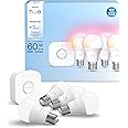 Philips Hue Essential Starter Kit: Bridge + 4 Essential E26 Smart Bulbs, White and Color Ambiance, 2200K-6500K, Dimmable, Wor