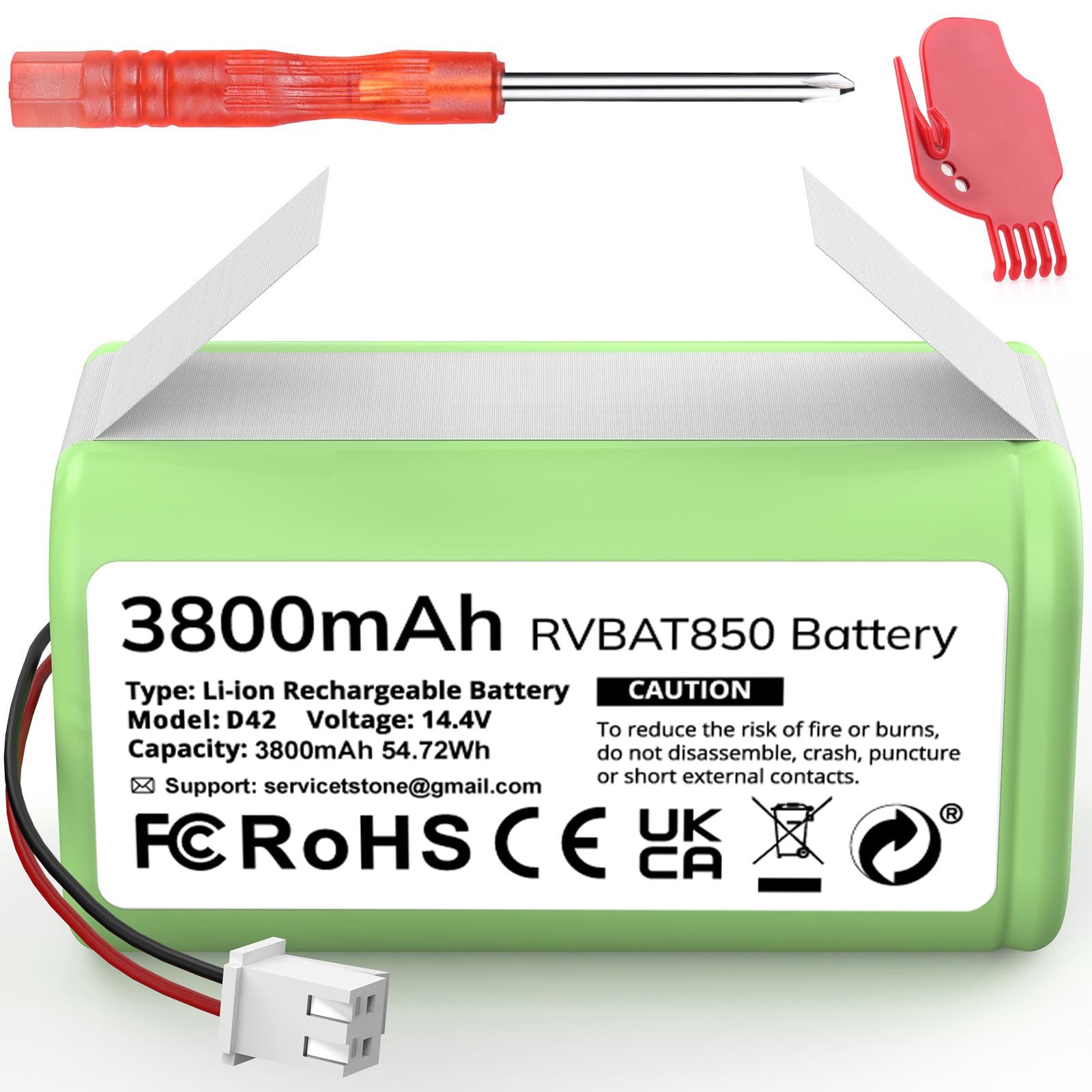 Photo 1 of 3800mAh RVBAT850 Battery, Battery Replacement for Shark Vacuum, Suitable for Rvbat850 Shark Ion-battery R75, RV761, RV850C, RV1000S, RV1100VL, RV101AE, UR1000SR, RV700_N, RV720_N(2-Prong Connector)