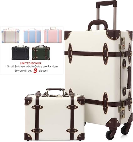 Amazon Com Travel Vintage Luggage Sets Cute Trolley Suitcases