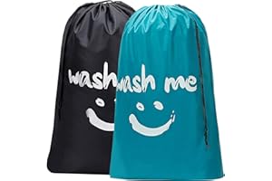 CJWLKJ 2-Pack XL Travel Laundry Bag, Machine Washable Dirty Clothes Organizer, Large Enough to Hold 4 Loads of Laundry, Easy 