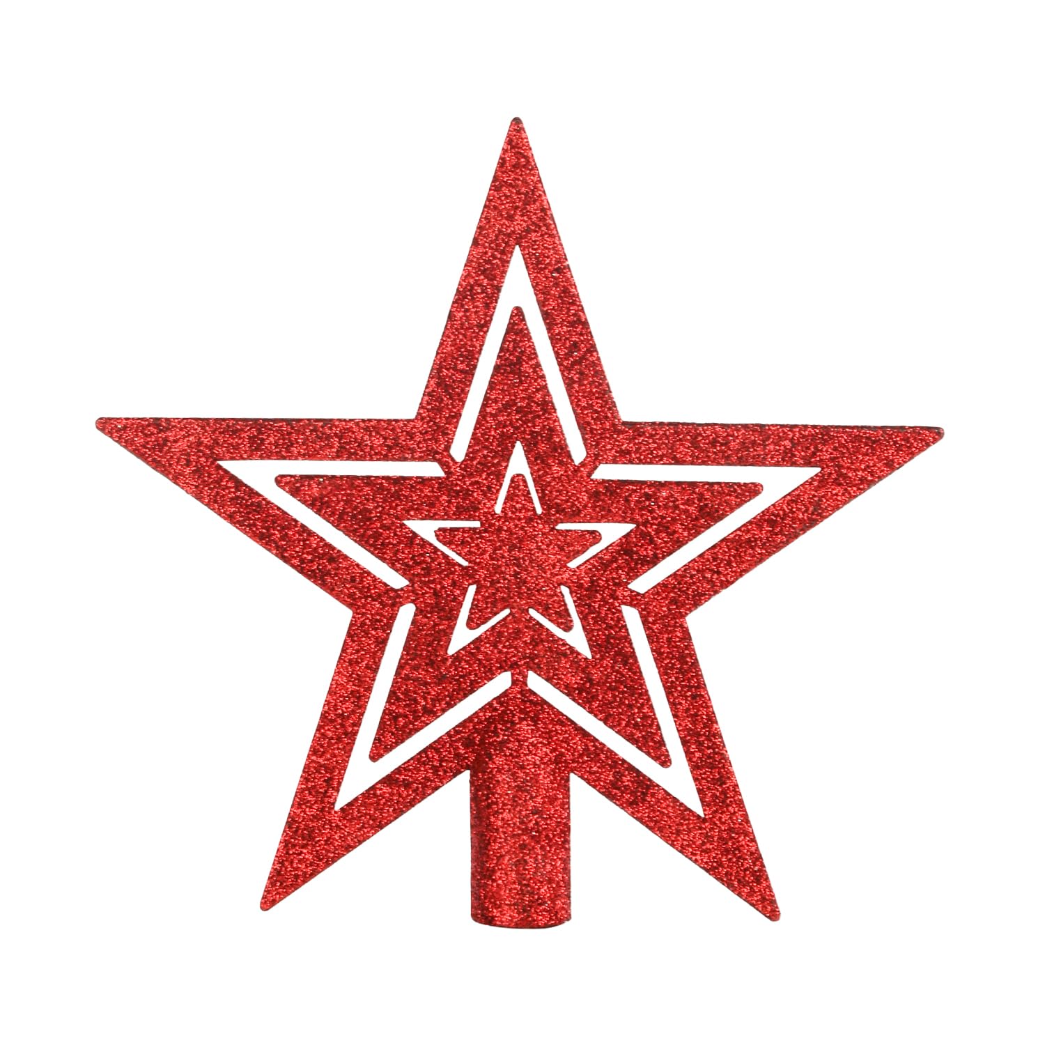 SULOLI Glitter Star Christmas Tree Topper Decoration Shatterproof Star Treetop for Christmas Tree Ornament(RED)
