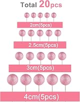 ASTARON 20 Pcs Mini Balloons Cake Topper Pink Glitter Balls 2–4 cm view 2